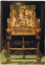 Postcard Art Cairo Egyptian Museum King Tut-Ankh Amen Throne - £2.75 GBP