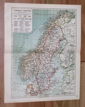 1899 Original Antique Map Of Scandinavia Sweden Norway - £21.01 GBP