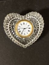 Vintage CLOCK HEART SHAPE Crystal GLASS Legends Quartz Clock DESKTOP - $16.00