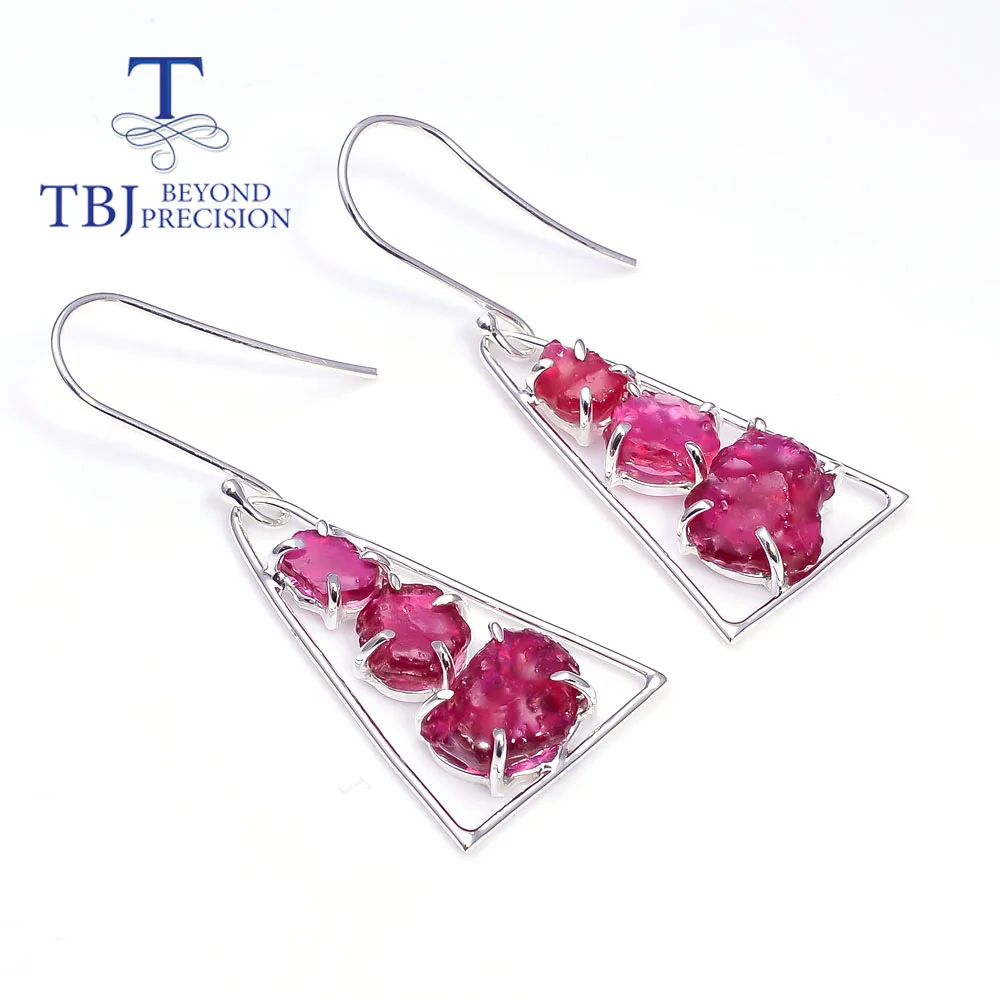 new 18.55 natural Ruby Rough hook earring handmade Jewelry 925 sterling silver f - £91.48 GBP
