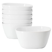 Our Table Simply White 6 Piece 6 Inch Porcelain Soft Square Cereal Bowl Set - $51.96