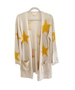 Charmed Hearts Cream Gold Star Open Front Cardigan Medium - $32.73