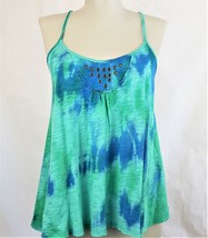 Free People open back Tank Top Womens Size S Tie Dye Blue Green - £14.94 GBP