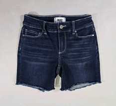 Paige Jax Knee Shorts Women&#39;s 24 Dark Blue Denim Bermuda Raw Hem 5&quot; Inseam - $417.22 MXN