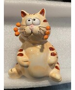 4.5&quot; Amy LaCombe Cat Coin Bank Ceramic w/Beaded Whiskers &amp; Stopper Pre-O... - €12,06 EUR