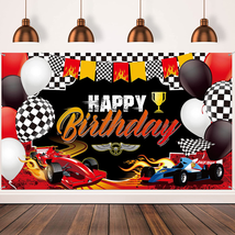 Car Racing Happy Birthday Backdrop  Party Decorations Racing Party Photo NEW - £13.00 GBP