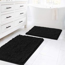 H.Versailtex Black Bathroom Rug Set 2 Piece, Bath Mats For, 20&quot; X 32&quot;/17... - $39.96
