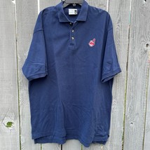 Cleveland Indians Blue Collared S/S Polo Puma Men&#39;s XL Chief Wahoo MLB Baseball - £15.56 GBP