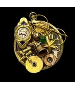 Vintage Mystery Piece Brooch Keychain Watch Japan Glasses Coin Round Tru... - $32.31