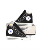 NOS Vtg 90s Converse All Star Chuck Taylor High Top Shoes Black USA Yout... - $74.20