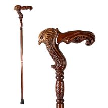 Hand Carved Wooden Walking Cane with Ergonomic Handle and Rubber Tip for... - $54.99