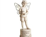 Memorial Boy Garden Statue 9&quot; High Angel Wings Sentiment Textural Detailing - $24.74