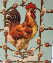Easter Postcard Rooster Gold Trim Turquoise Pattern Series 1051 New York NY 1909 - £6.64 GBP