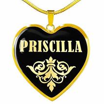 Priscilla v02-18k Gold Finished Heart Pendant Luxury Necklace Personalized Name  - £40.12 GBP