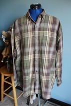 Men&#39;s Canyon Guide Outfitters Green/Brown Plaid Long Sleeve Button Up Sh... - £6.14 GBP