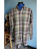 Men&#39;s Canyon Guide Outfitters Green/Brown Plaid Long Sleeve Button Up Sh... - £6.03 GBP