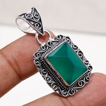 Green Onyx Vintage Style Gemstone Christmas Gift Pendant Jewelry 1.70" SA 2173 - £5.18 GBP