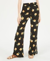 Be Bop Juniors Printed Side Slit Soft Pants Color Black/yellow Size L - $28.22