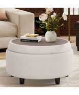 round Storage Ottoman with Storage &amp; Reversible Tray, Multi-Functional F... - $142.47 CAD