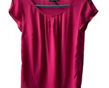 Roz &amp; Ali  Womens Hot Pink Blouse Size XS Round Neck Pleats Cap Sleeve - $11.23