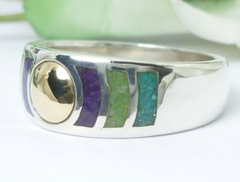 Stoneform Sterling/14K Multi-gemstone Opaque Ring Size 7 - £43.15 GBP