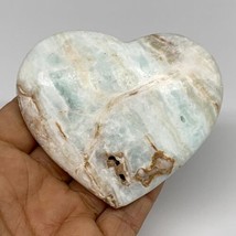 167.9g, 2.8&quot;x3.2&quot;x0.9&quot; Caribbean Calcite Heart Gemstones @Afghanistan,B3... - $42.08