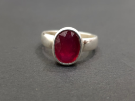 Naturale 5Ct Taglio Ovale Rosso Rubino Gemma 14K Placcato Oro Bianco Anello per - £50.20 GBP