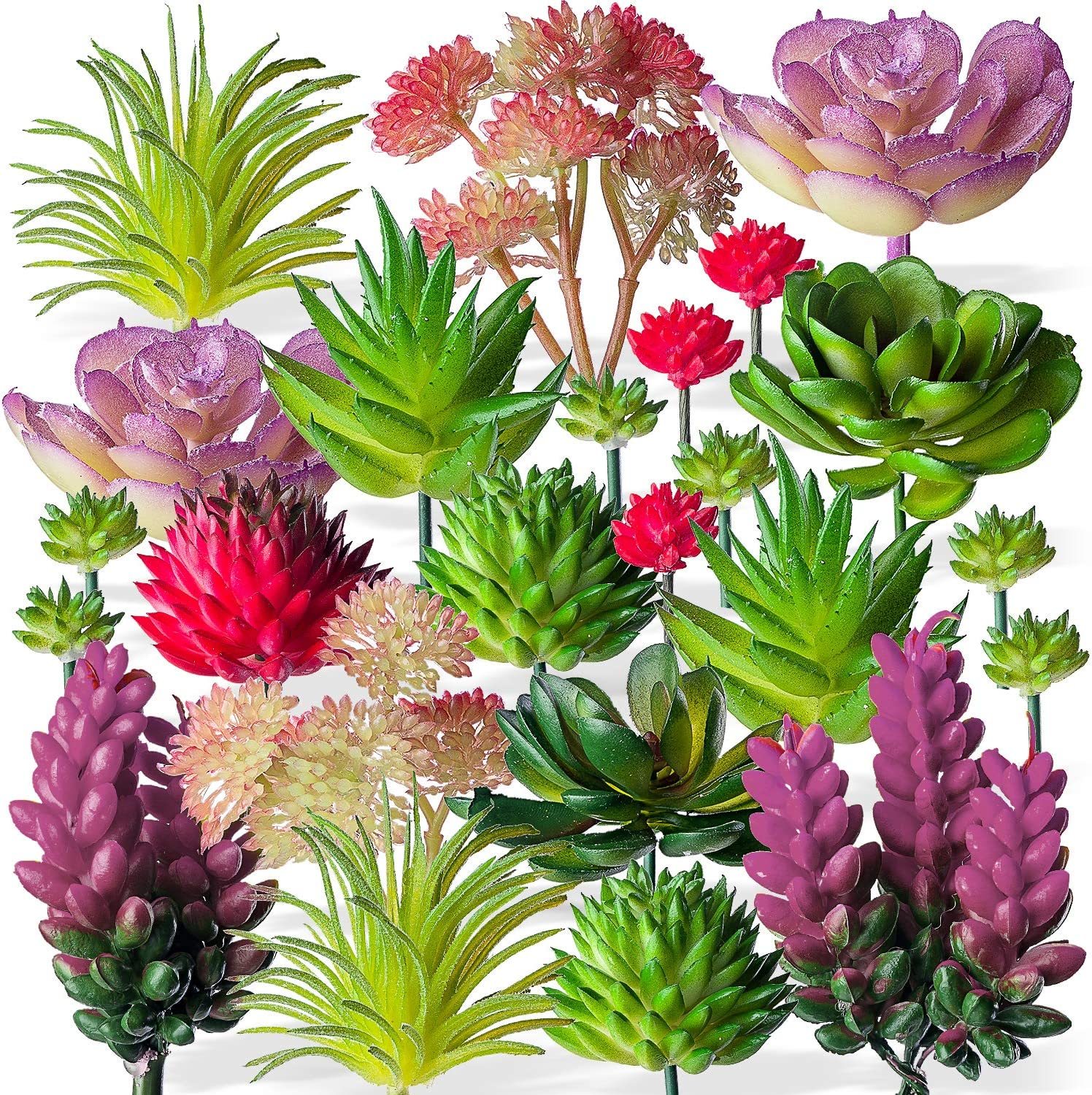 Fake Succulents Picks Realistic Plastic Cactus Stems For Terrarium Bulk Small - £28.42 GBP