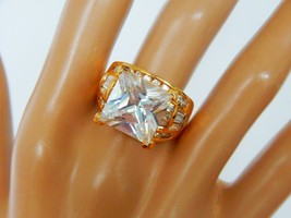 JTV gold vermeil over 925 sterling silver cocktail ring w/ large square ... - $70.00