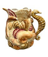 Pacific Rim Undersea Ceramic Pitcher Seahorse Starfish Sea Shells 2qt Na... - $65.44