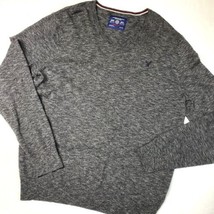 American Eagle Sweater Mens XL Gray V-Neck Athletic Fit Long Sleeve Knit... - $11.04
