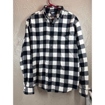 Lands&#39; End White Black Buffalo Plaid Flannel Button Shirt Long Sleeve Si... - $409.56 MXN