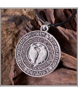 Viking Raven Rune Amulet Antique Silver Alloy Pendant With Leather Chain... - £14.90 GBP