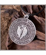Viking Raven Rune Amulet Antique Silver Alloy Pendant With Leather Chain... - $18.95
