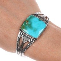 6 5/8&quot; 30&#39;s-40&#39;s Native American silver cuff bracelet Royston turquoise - $841.50