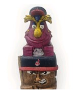 Cleveland Indians Tiki 16&quot; Carved Painted Wooden Totem Pole Decor Slider... - $1,021.69 MXN