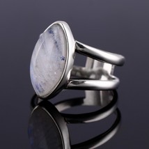 Women&#39;s Jewelry 925 Sterling Silver Ring Natural Moonstone Horse Eye 9 * 17MM Ri - £14.26 GBP