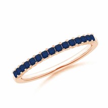 ANGARA Square Blue Sapphire Semi Eternity Classic Wedding Band in 14K Solid Gold - £394.96 GBP