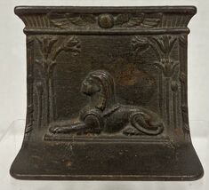 Antique Art Deco Egyptian Revival Raised Relief Sphinx Cast Iron Bookend - $36.14