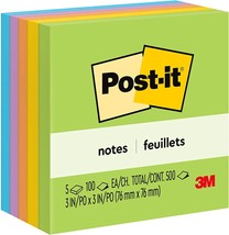 Post-it Notes Ultra Color Notes, 3 x 3, Five Colors, 5 Pads - 1 Pack - £9.28 GBP