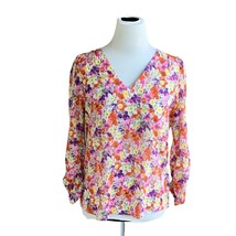 Elaine Rose Ladies Ss Lightweight Vneck Colorful Floral Top Tunic Blouse Shirt S - £14.62 GBP