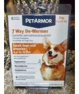 PETARMOR 7Way De- Wormer for dogs 6.0 - 25 lbs 6 flavored chewables Exp ... - $23.75