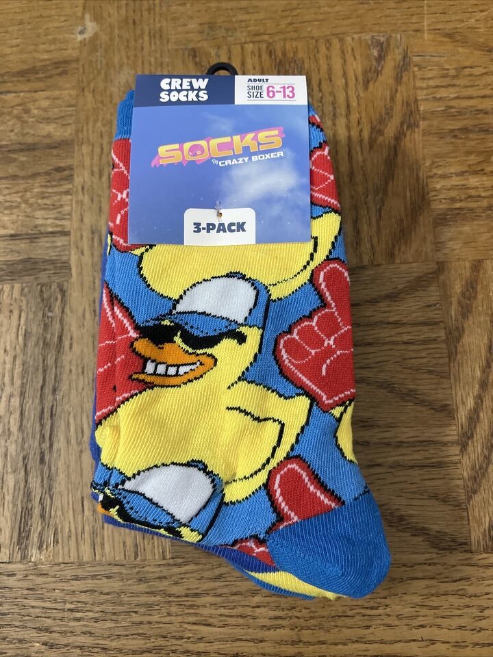 Crazy Boxer Crew Socks 3 Pack Size 6-13