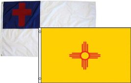 2x3 Christian Christ &amp; State New Mexico 2 Pack Flag Wholesale Combo 2&#39;x3&#39; Banner - £7.56 GBP