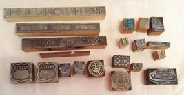 Lot 17 Vtg Letterpress Print Block Advertising Graphics Lead Wood Beechc... - €11,02 EUR