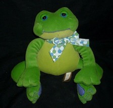 Vintage First Main Green Frog Thad Polz Rattle Makes Noise Stuffed Plush Toy - £18.94 GBP