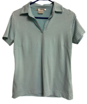 Nike Dri Fit Womens Blue Striped Golf Polo Short Sleeve Top S - $9.33