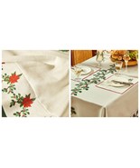 55&quot;x55&quot; Holly and Berry Christmas Tablecloth Elegant - $71.99