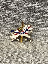 USA Red White Blue Carousel Horse Tie Lapel Pin Patriotic Fantasy KG JD - $9.89