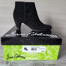 Sam Edelman Michelle Black Suede Ankle Booties Heels Side Zip Women US Size 6M - £21.83 GBP